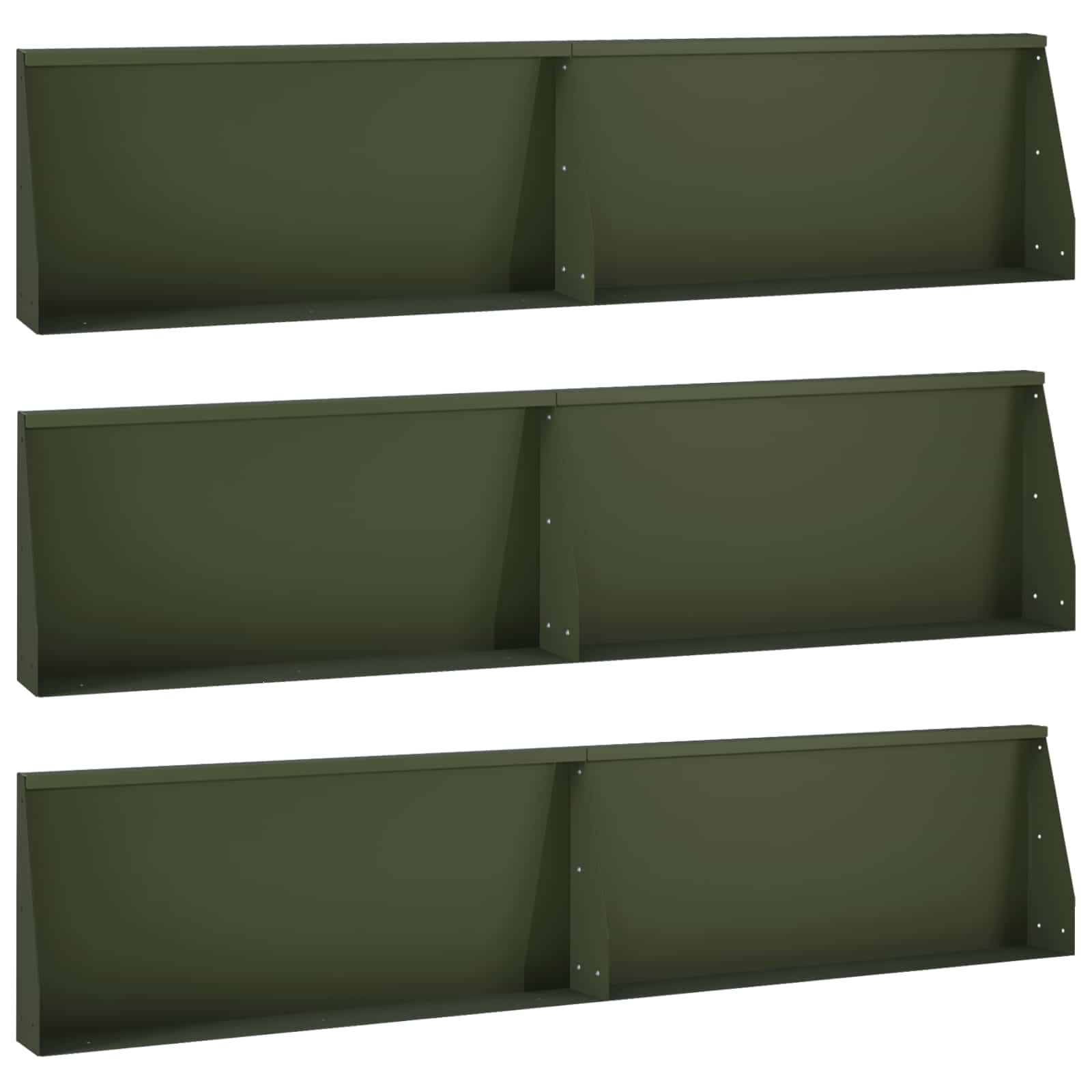 vidaXL Задържащи стени 6 бр. 100 x 12 x 30 см Стомана Маслиненозелено