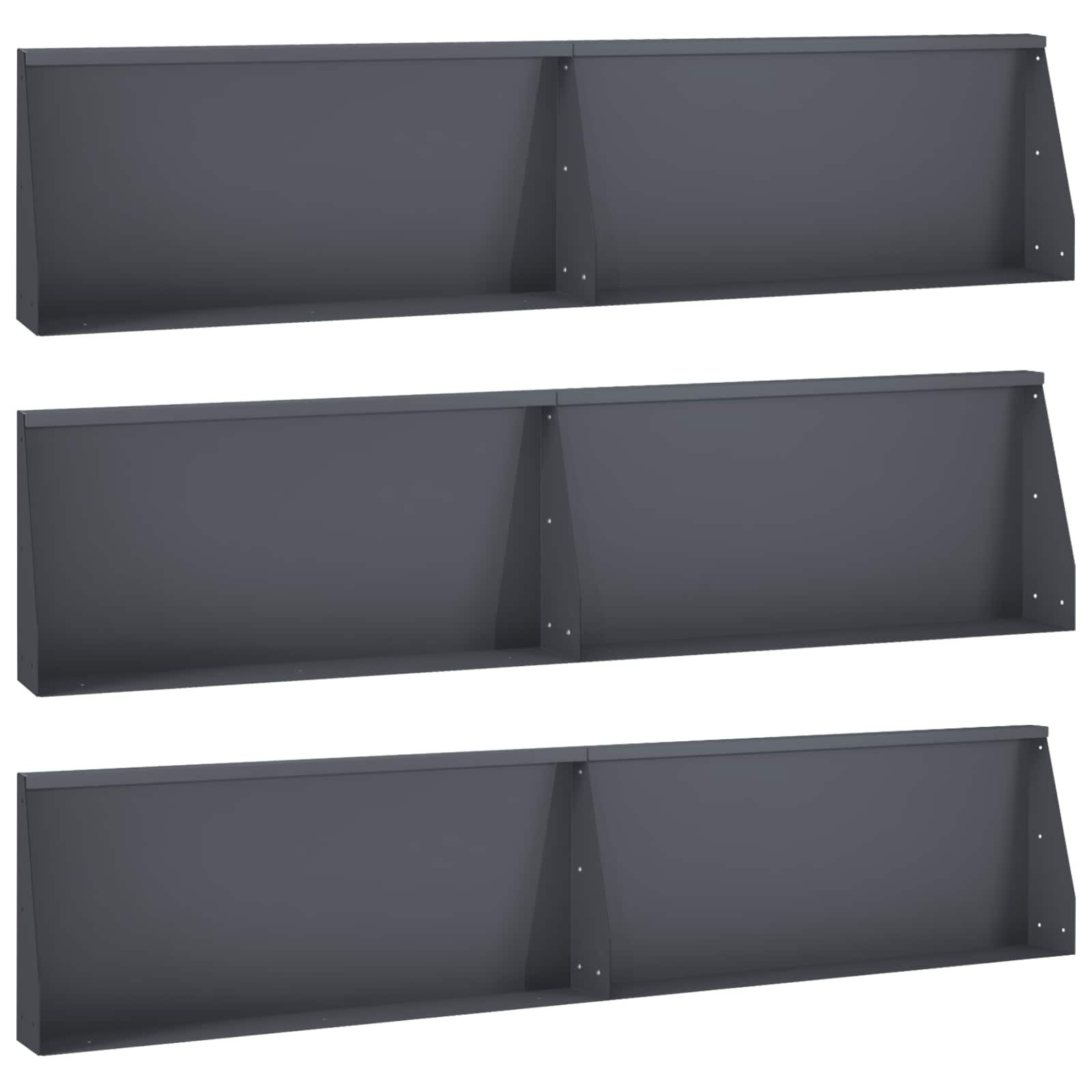 vidaXL Задържащи стени 6 бр. 100 x 12 x 40 см Стомана Антрацит