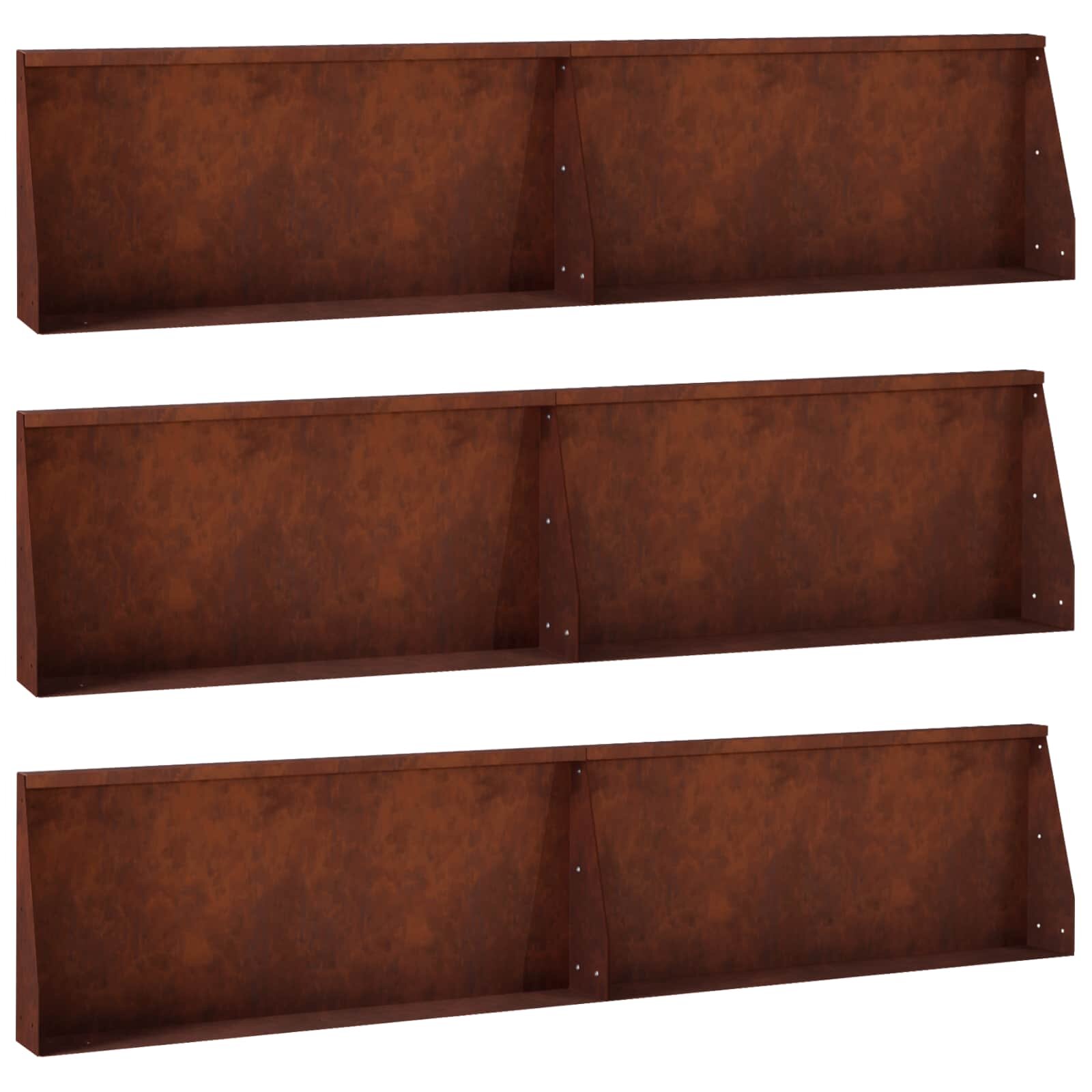 vidaXL Задържащи стени 6 бр. 100 x 12 x 50 см Кортенова стомана