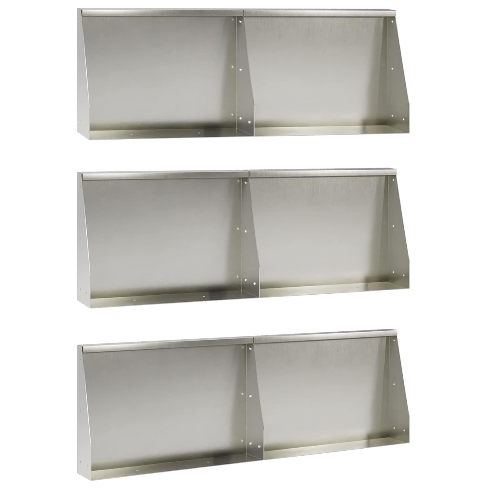 vidaXL Задържащи стени 6 бр. 60 x 12 x 40 cm Неръждаема стомана