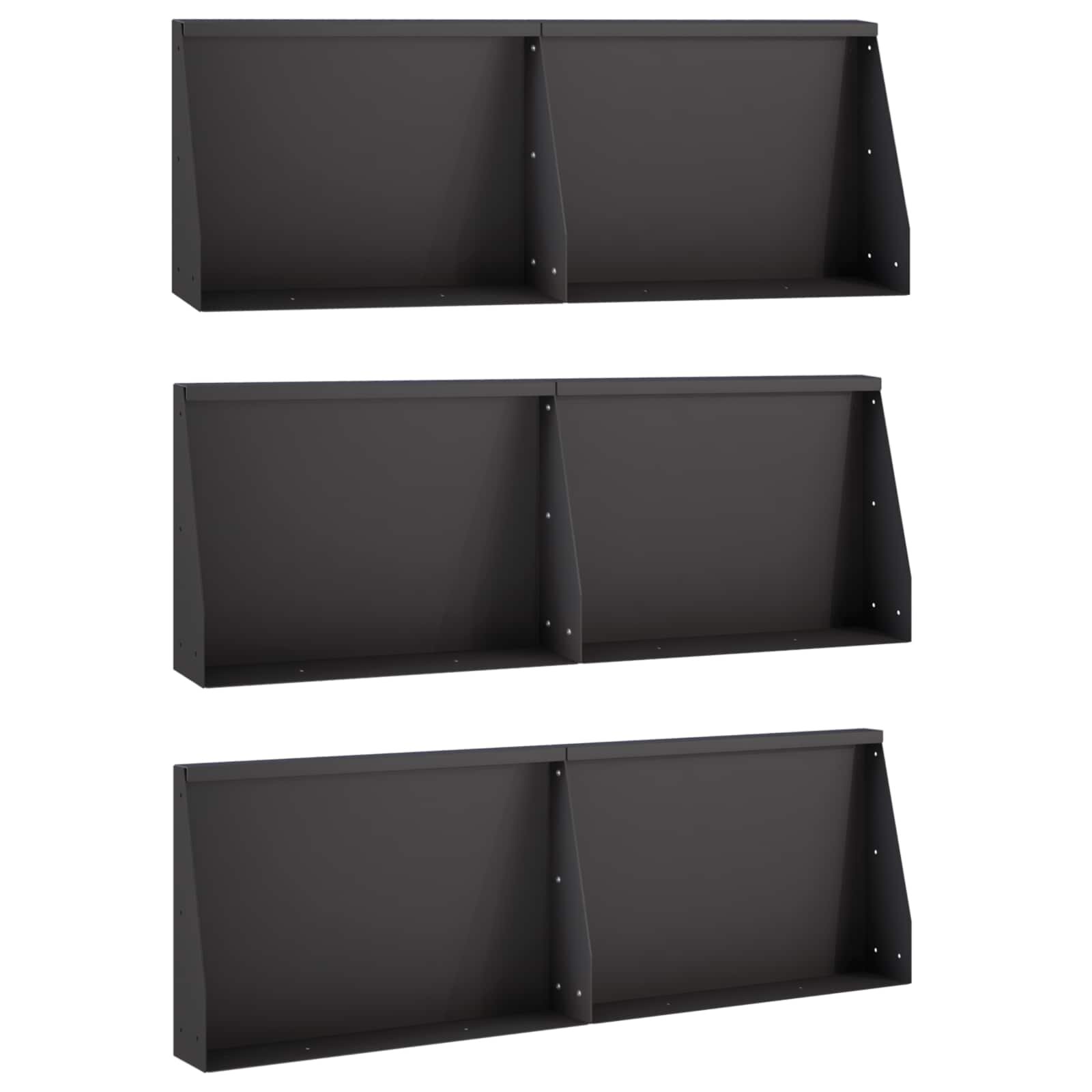 vidaXL Задържащи стени 6 бр. 60 x 12 x 40 cm Стомана Черно