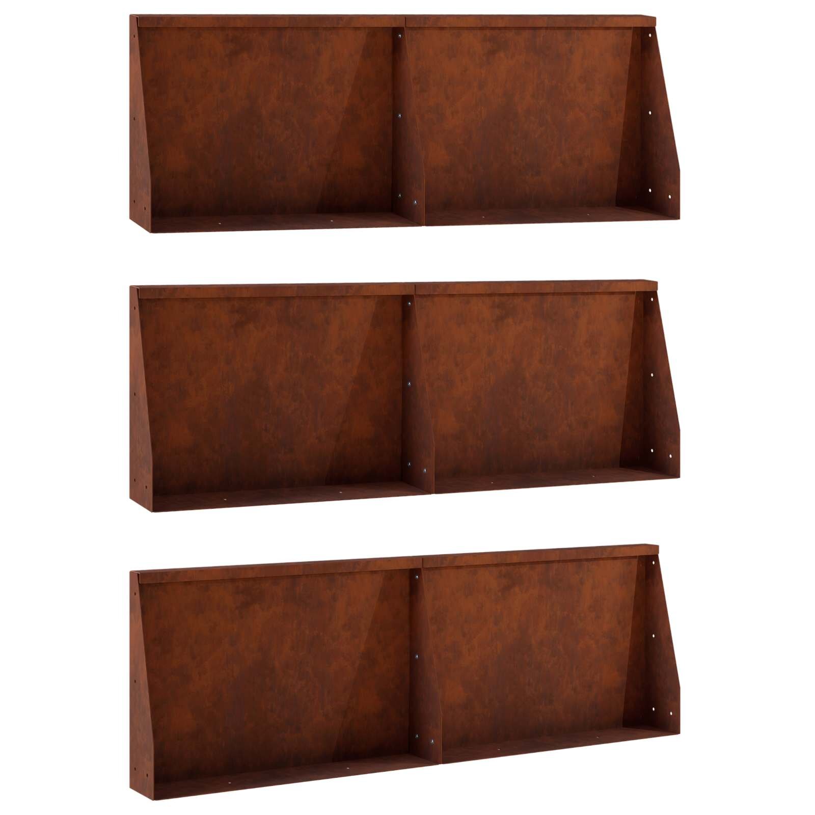 vidaXL Задържащи стени 6 бр. 60 x 12 x 50 см Кортенова стомана
