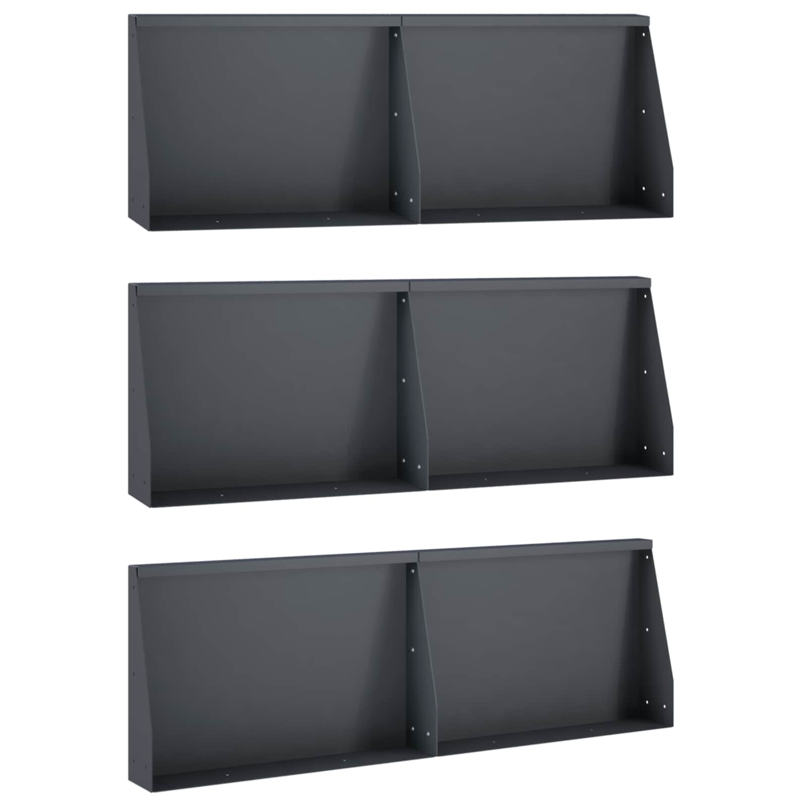 vidaXL Задържащи стени 6 бр. 60 x 12 x 50 см Стомана Антрацит