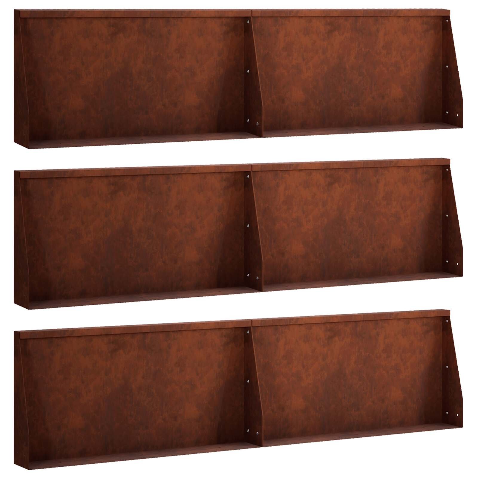 vidaXL Задържащи стени 6 бр. 80 x 12 x 30 см Кортенова стомана