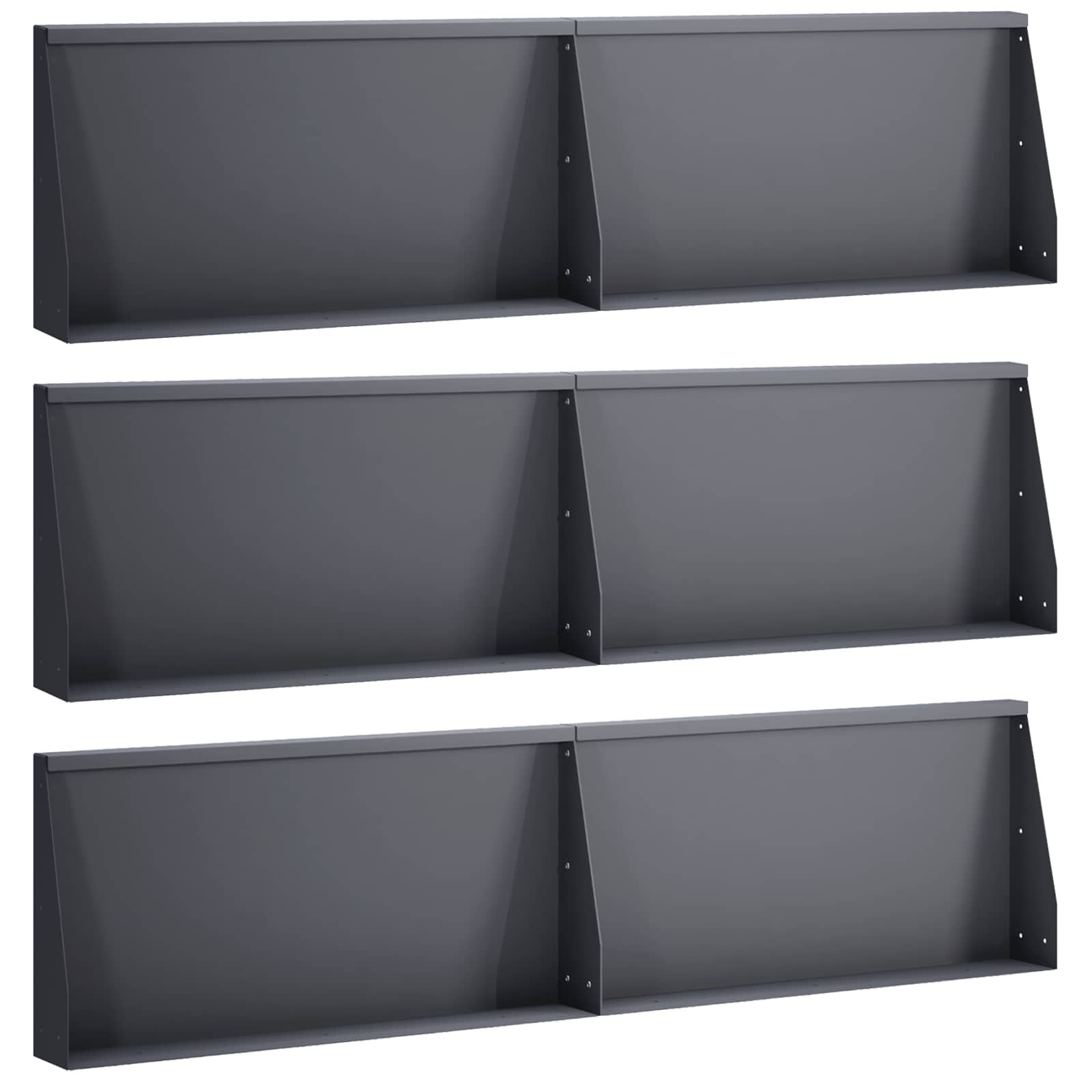 vidaXL Задържащи стени 6 бр. 80 x 12 x 40 см Стомана Антрацит