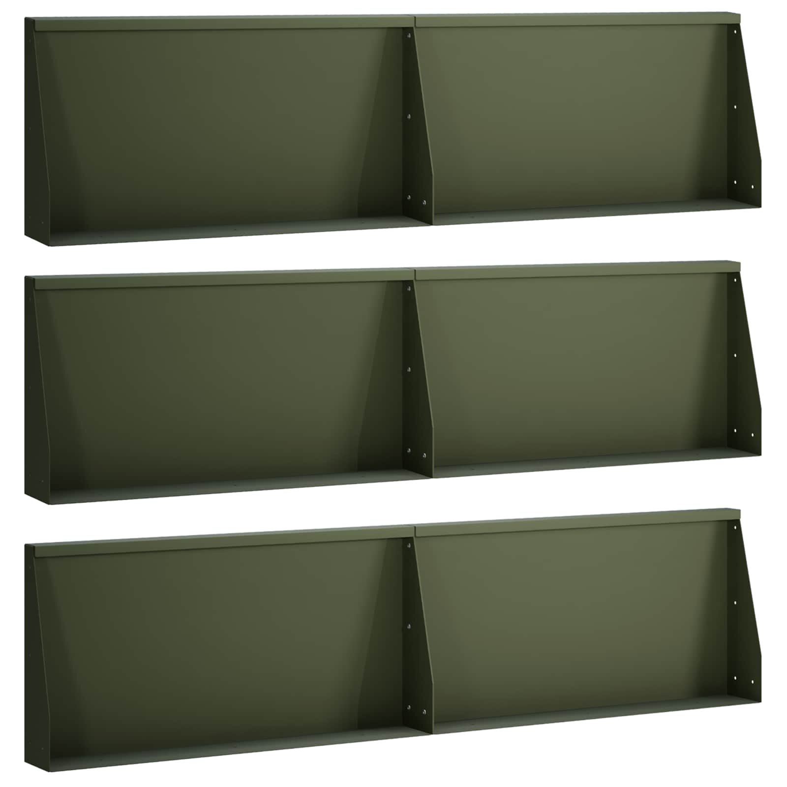 vidaXL Задържащи стени 6 бр. 80 x 12 x 40 см Стомана Маслиненозелено