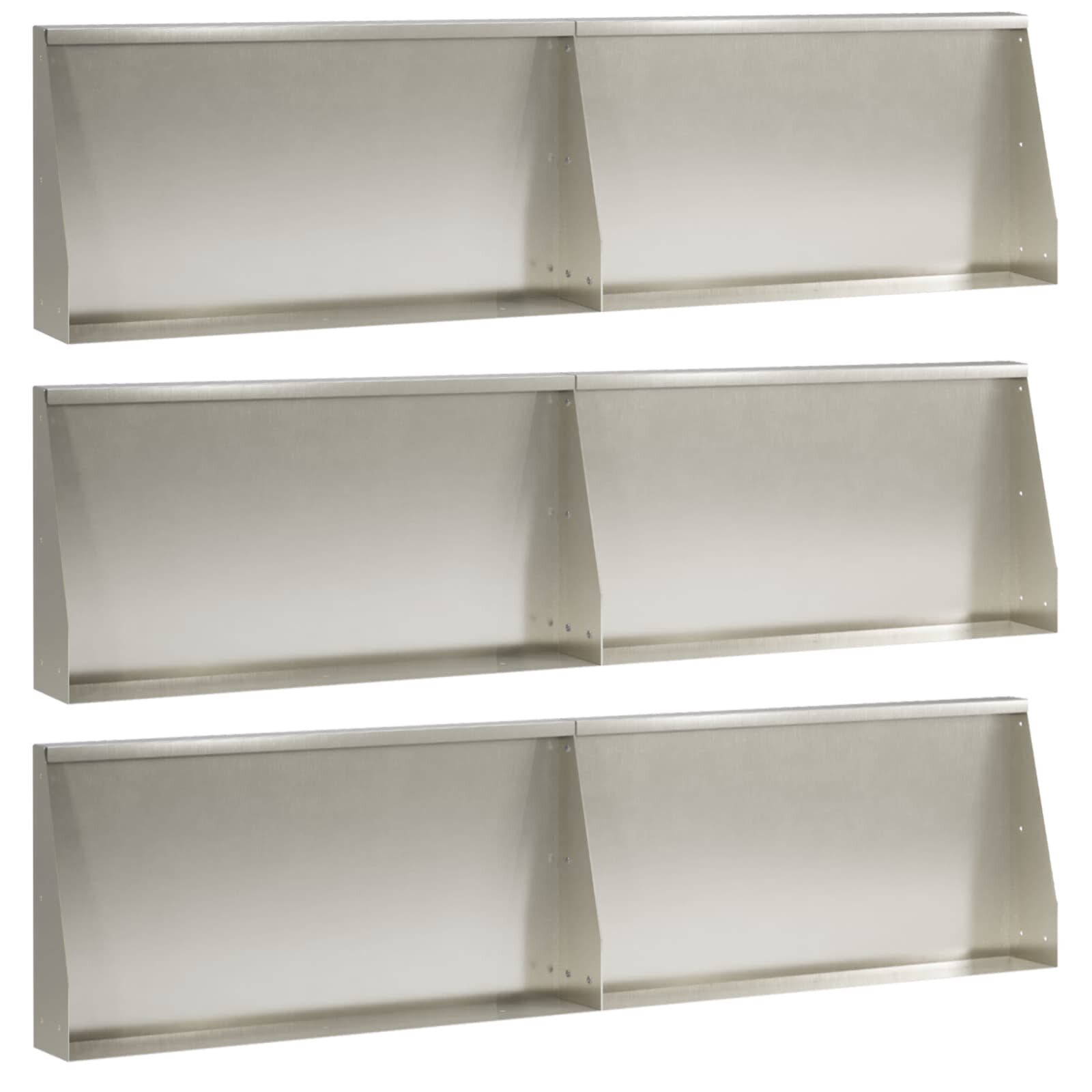 vidaXL Задържащи стени 6 бр. 80 x 12 x 50 см Неръждаема стомана