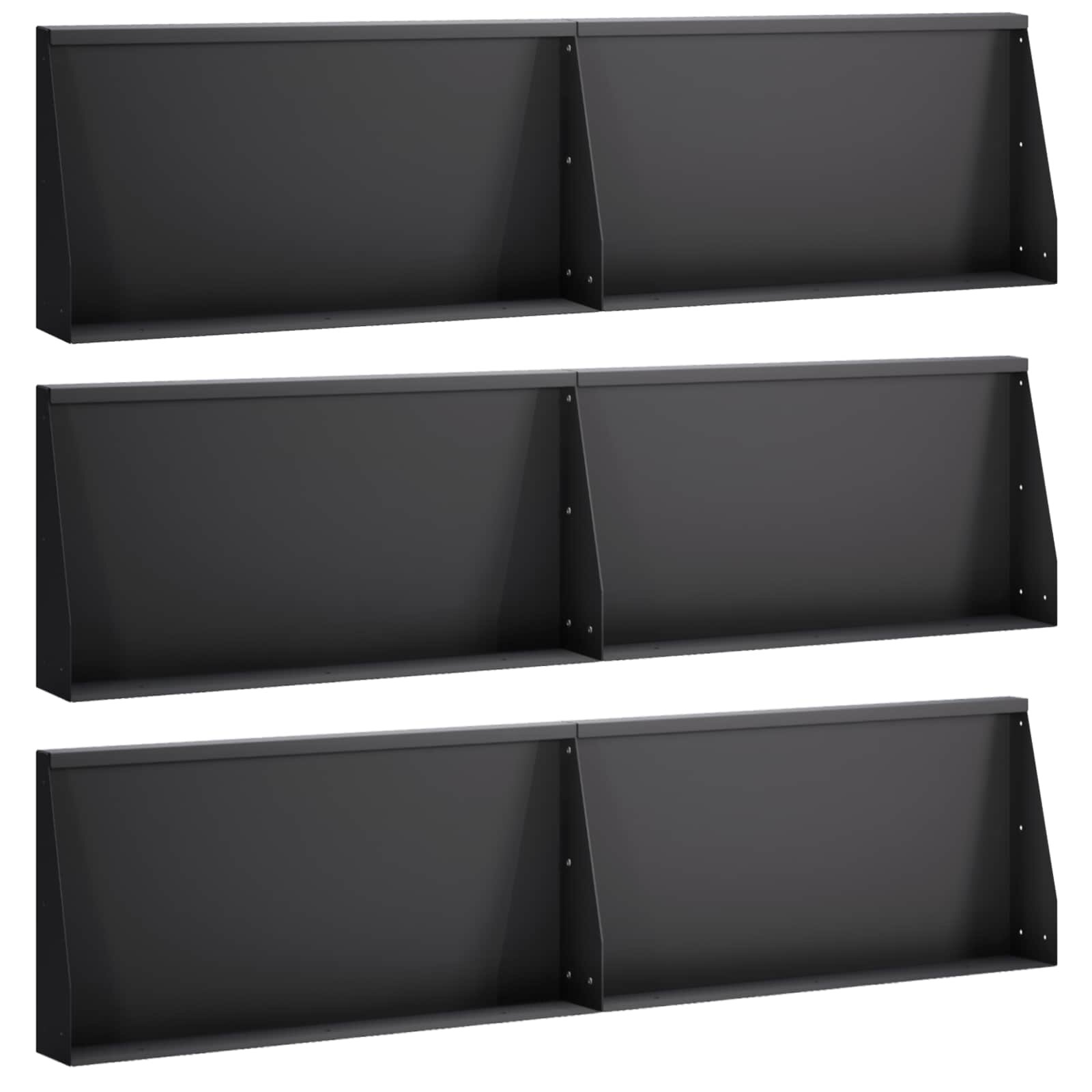 vidaXL Задържащи стени 6 бр. 80 x 12 x 50 см Стомана Черно