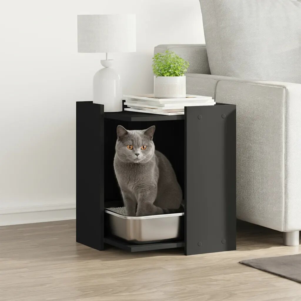 vidaXL Заграждение за котешка тоалетна 42x42x51 см инженерно дърво