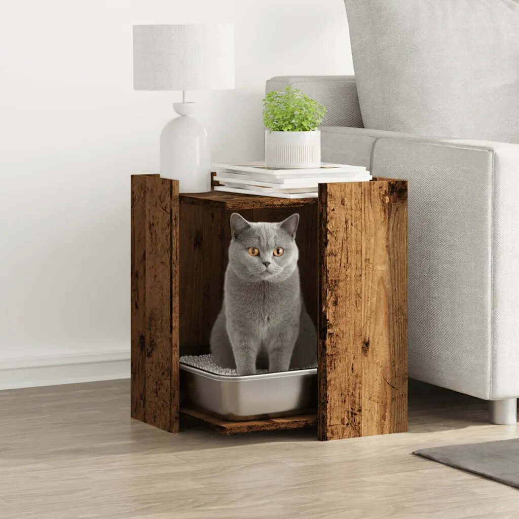 vidaXL Заграждение за котешка тоалетна 42x42x51 см инженерно дърво