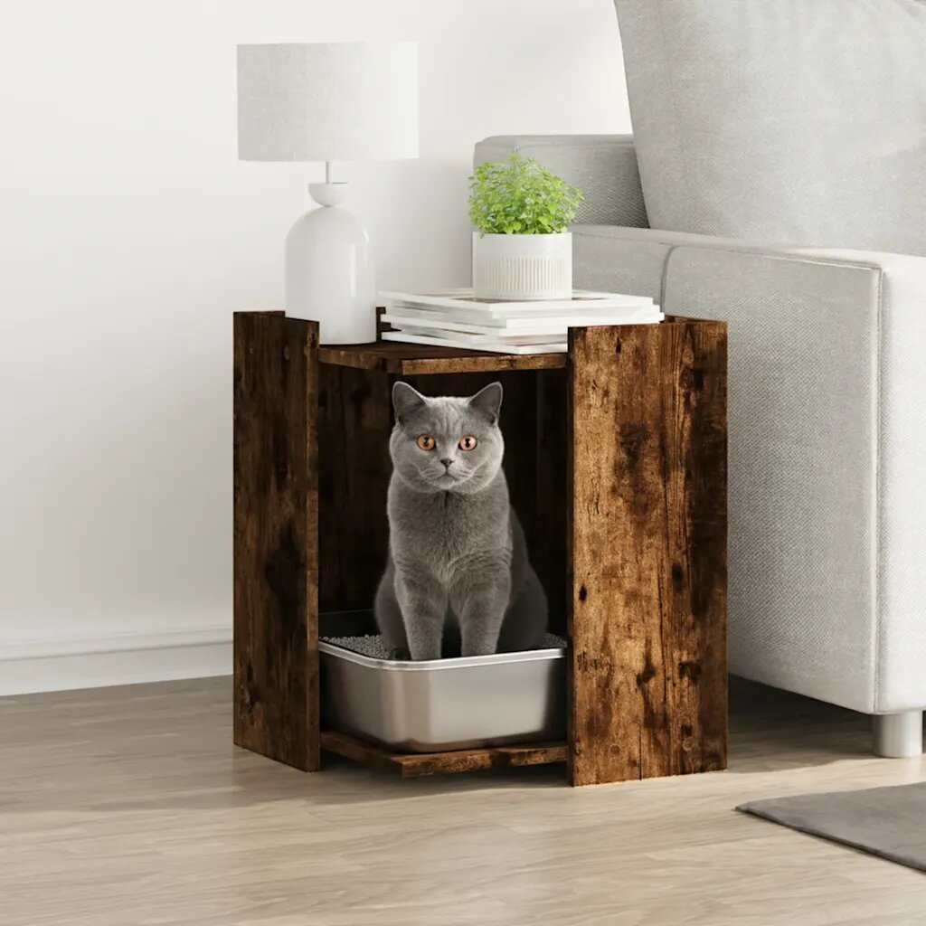vidaXL Заграждение за котешка тоалетна 42x42x51 см инженерно дърво