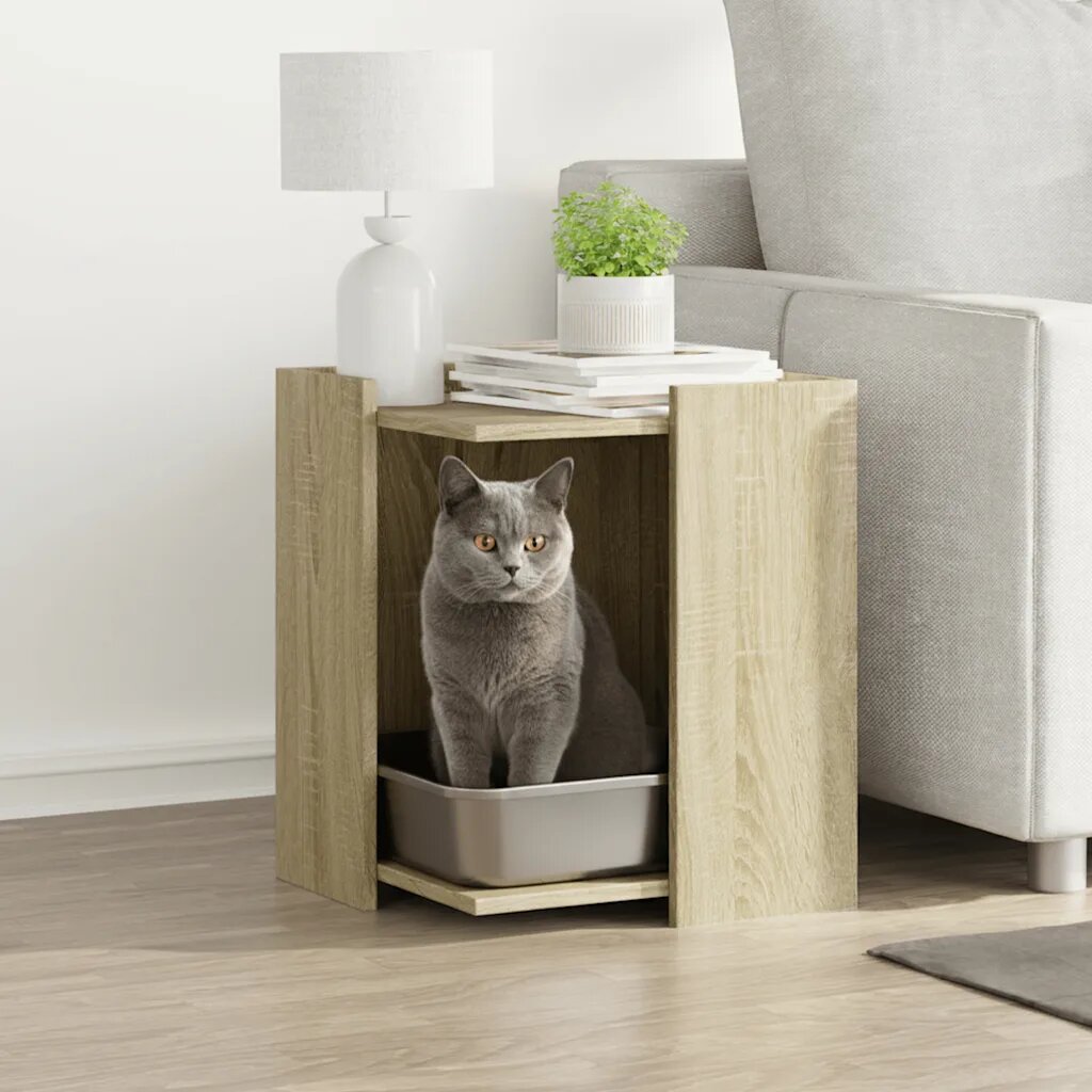 vidaXL Заграждение за котешка тоалетна 42x42x51 см инженерно дърво