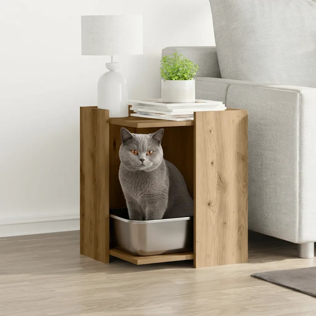 vidaXL Заграждение за котешка тоалетна 42x42x51 см инженерно дърво