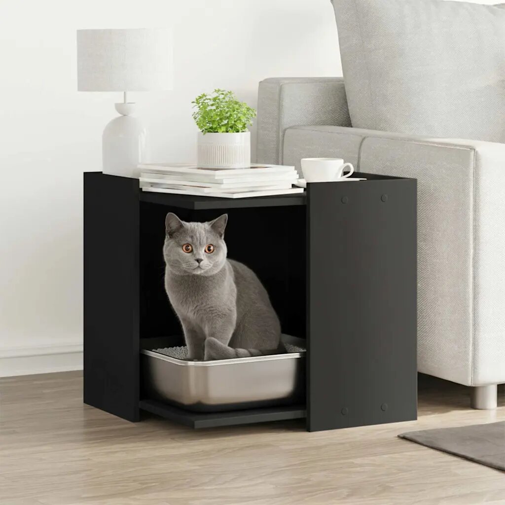 vidaXL Заграждение за котешка тоалетна 53x53x51 см инженерно дърво