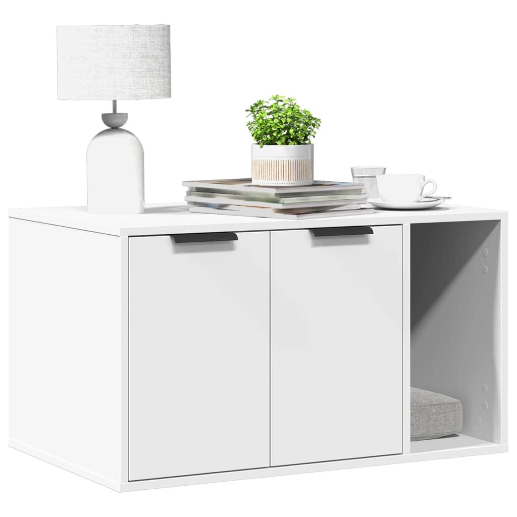 vidaXL Заграждение за котешка тоалетна бял 80x50x45 см инженерно дърво
