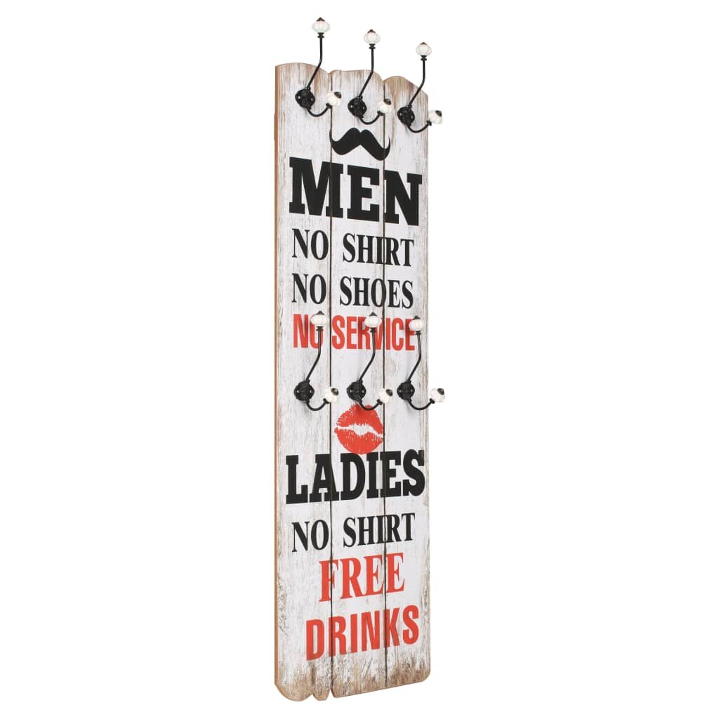 vidaXL Закачалка за дрехи с 6 куки 120х40 см "MEN LADIES"