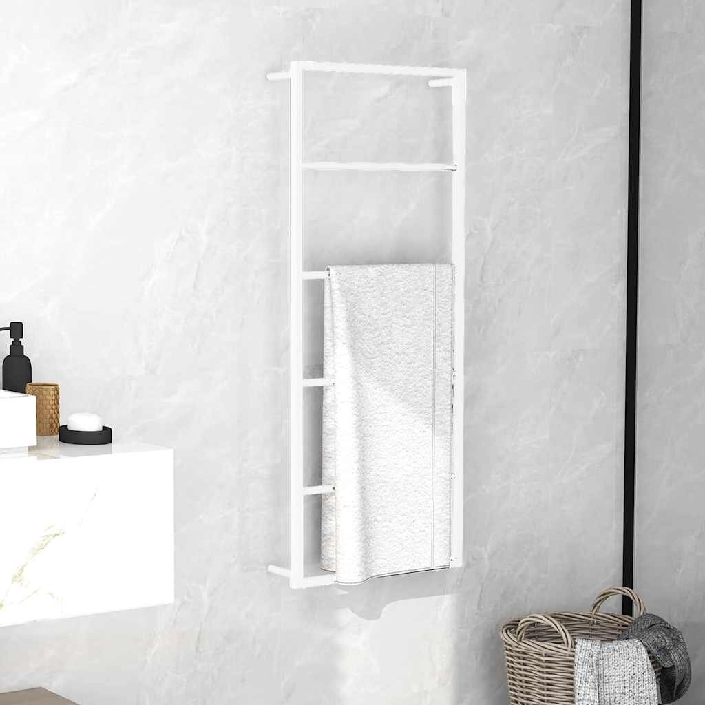 vidaXL Закачалка за кърпи бяла 45x10x115 см стомана