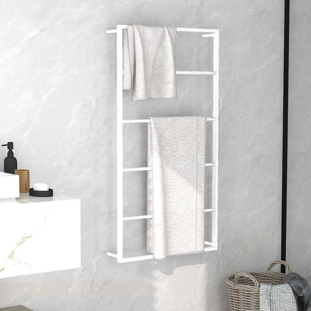 vidaXL Закачалка за кърпи бяла 60x10x116 см стомана
