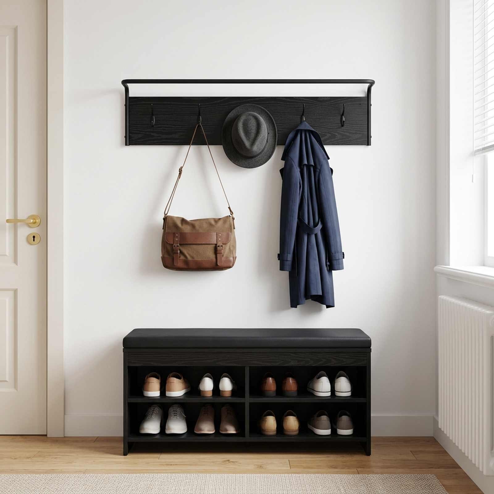 vidaXL Закачалка за палта 100 x 30 x 25 cm Черен дъб