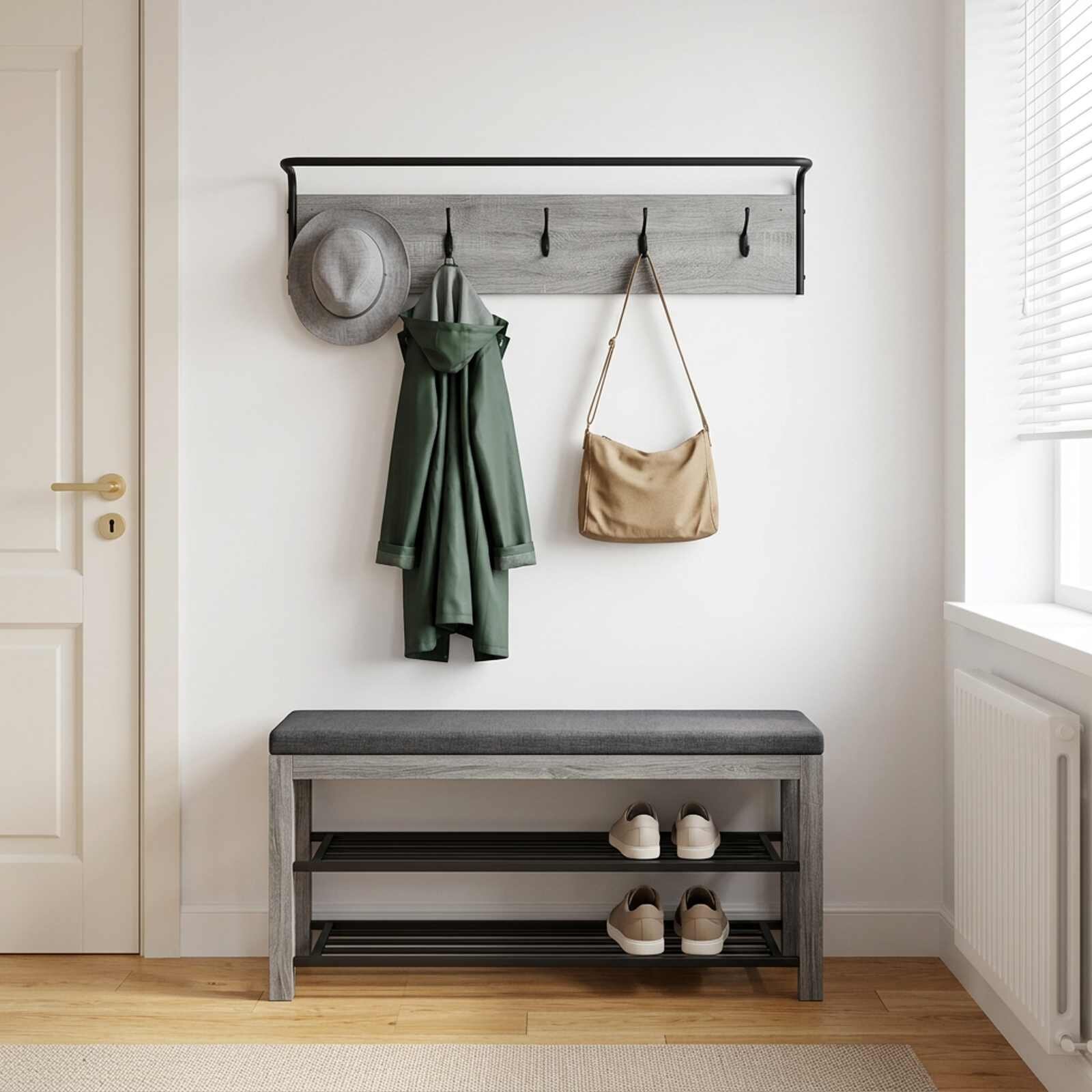 vidaXL Закачалка за палта 100 x 30 x 25 cm Сив Сонома