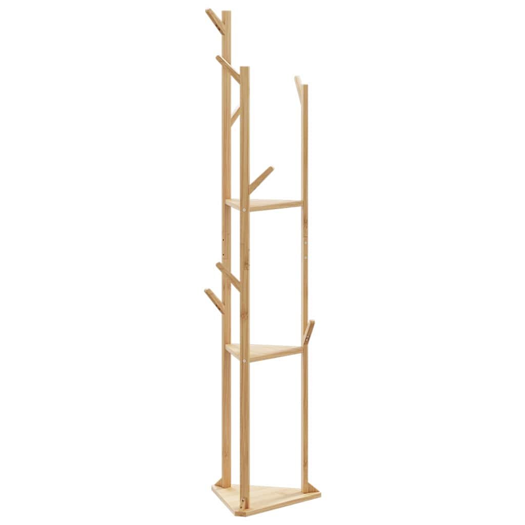 vidaXL Закачалка за палта с куки и рафтове 39x33x166 см бамбук