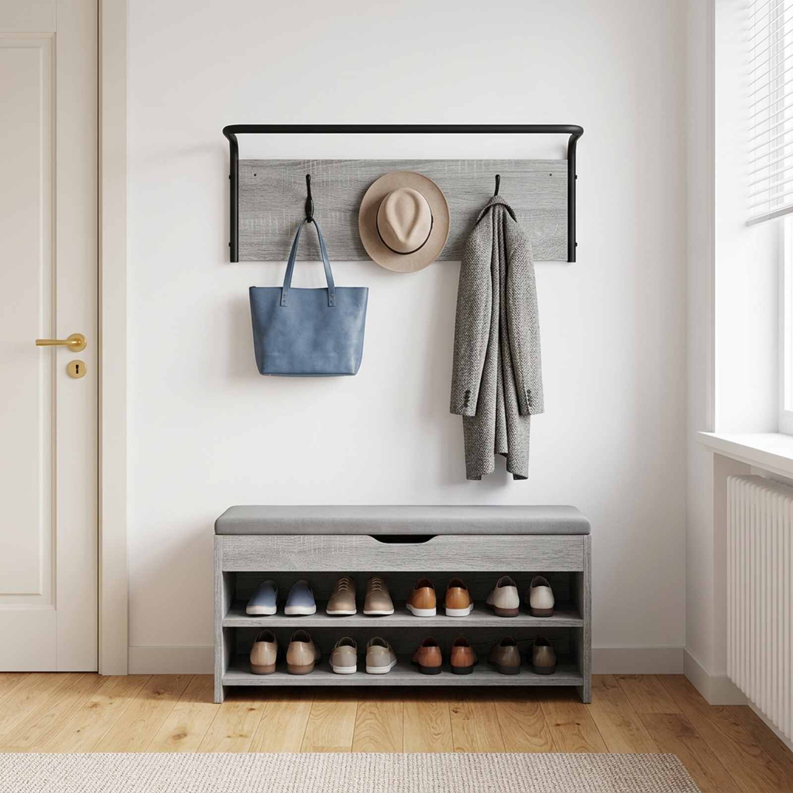 vidaXL Закачалка за палта Сив Сонома 60 x 30 x 25 см