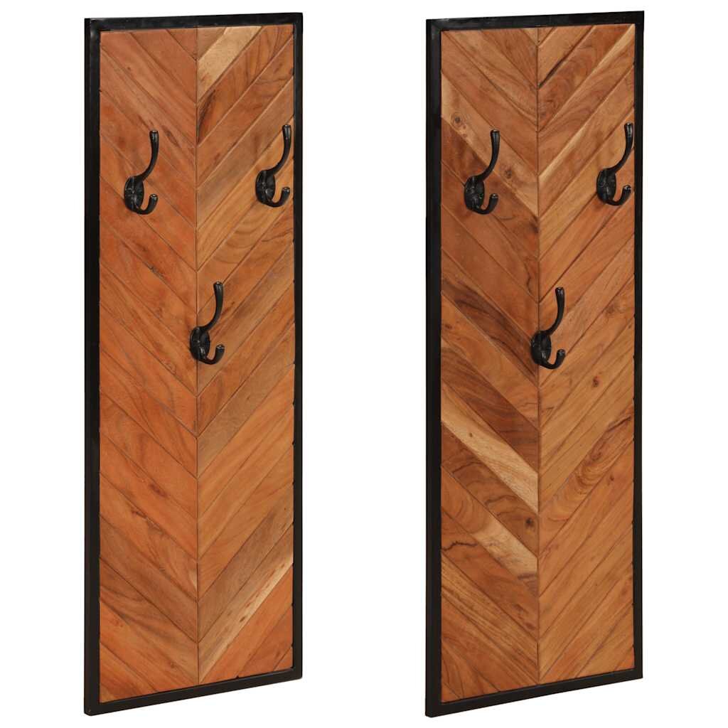 vidaXL Закачалки за палта 2 бр. 35x1x90 см масивна акация