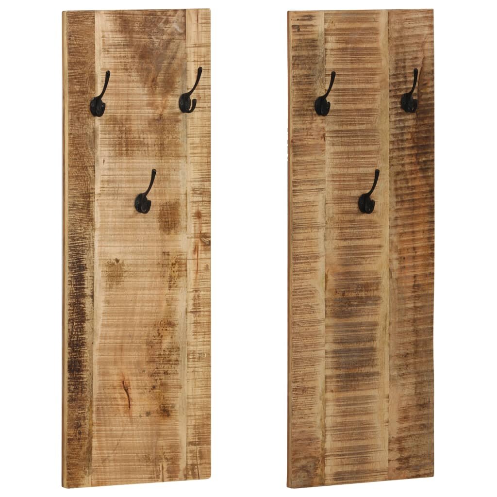 vidaXL Закачалки за стена 2 бр мангова дървесина масив 36x110x3 см