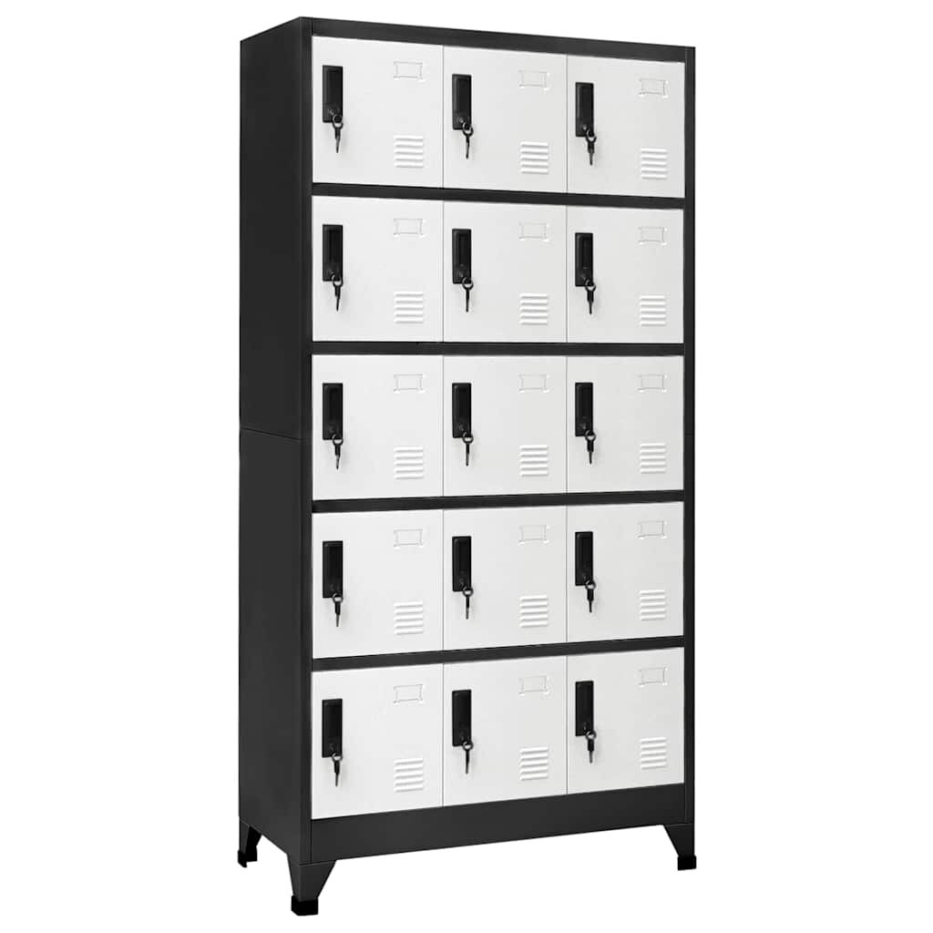 vidaXL Заключващ се шкаф антрацит и бяло 90x40x180 см стомана