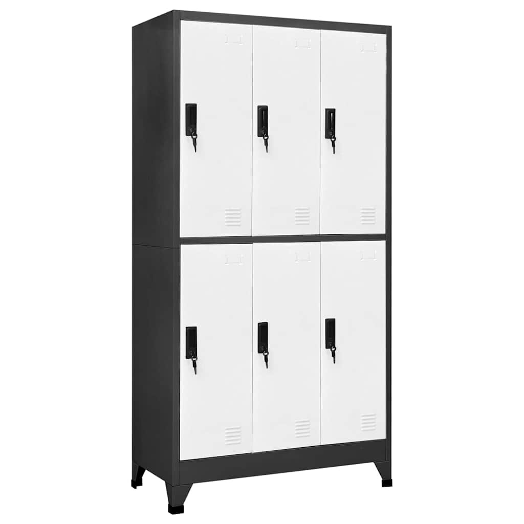 vidaXL Заключващ се шкаф антрацит и бяло 90x45x180 см стомана