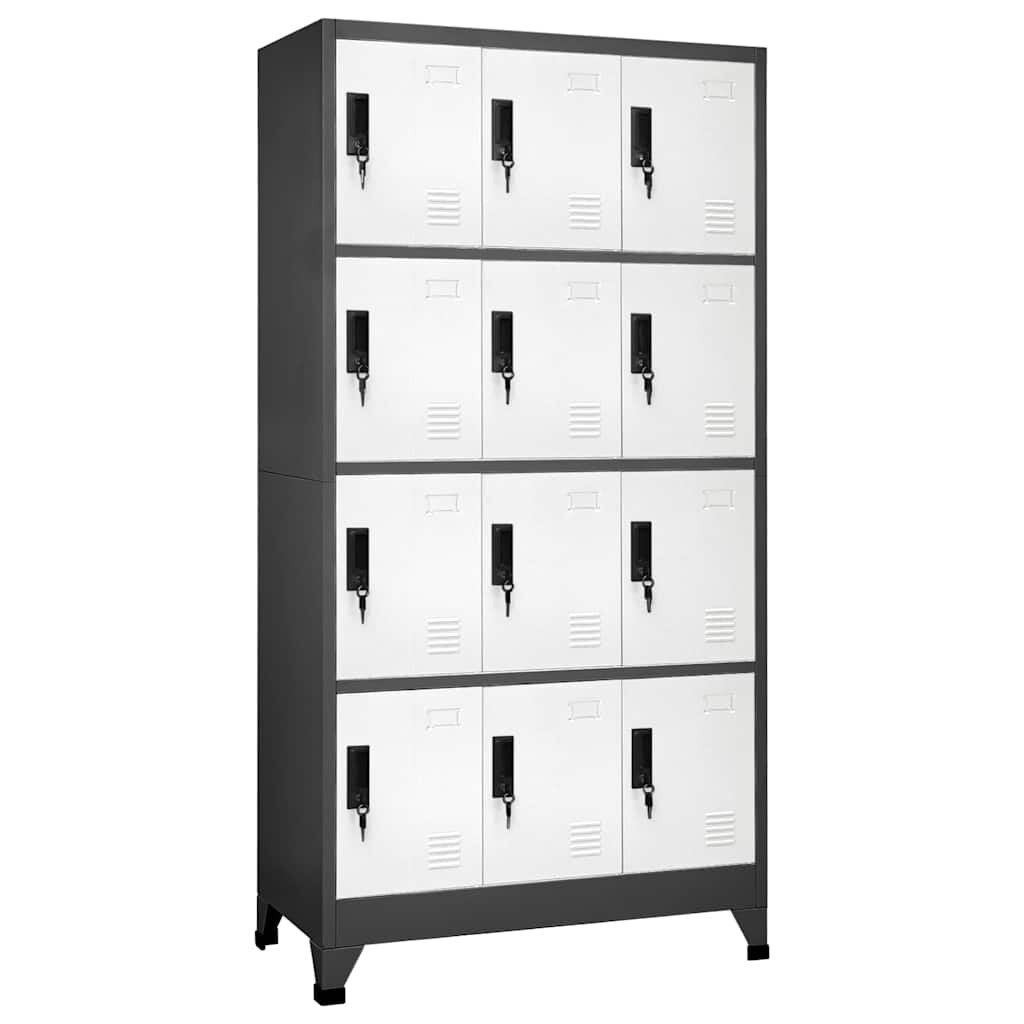 vidaXL Заключващ се шкаф антрацит и бяло 90x45x180 см стомана
