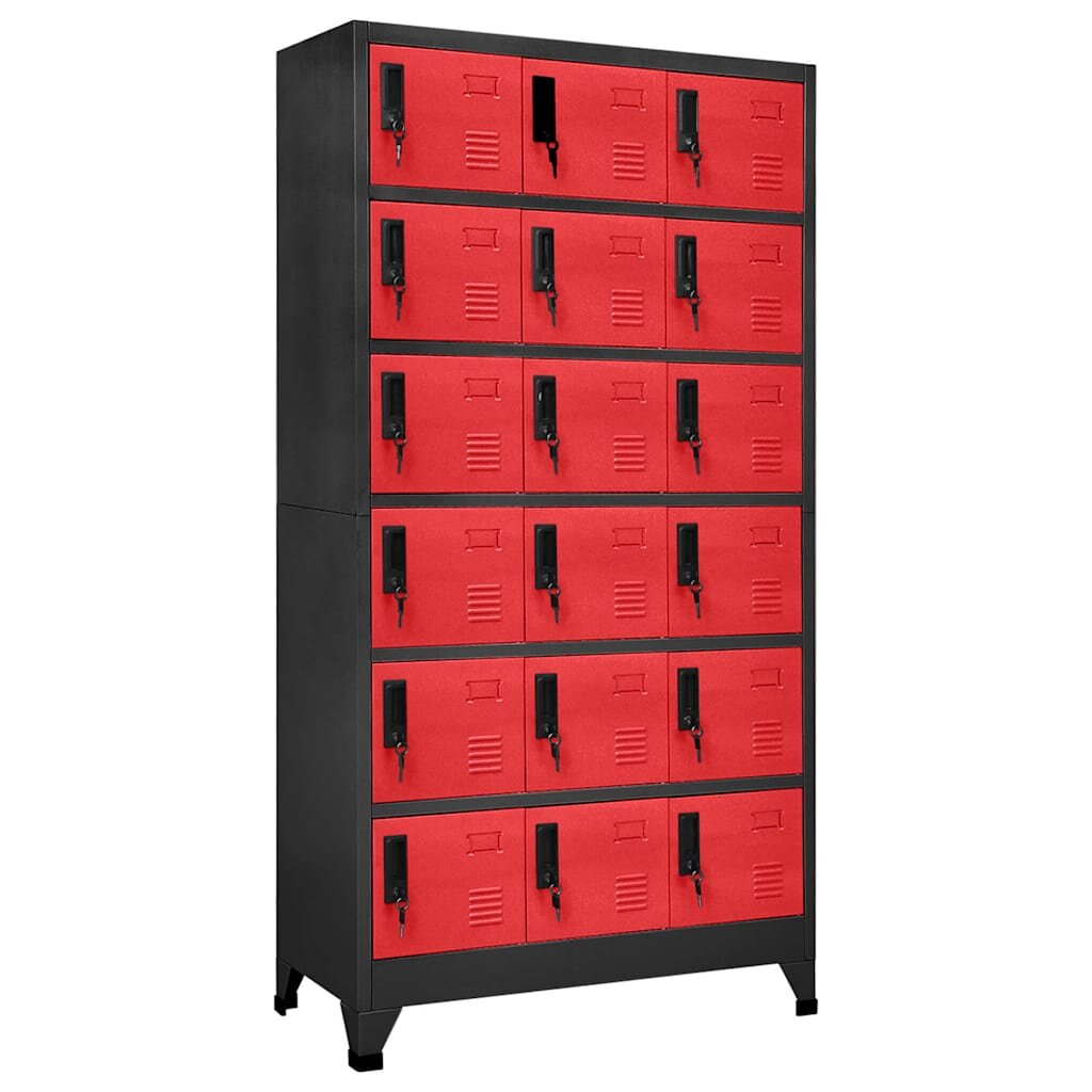 vidaXL Заключващ се шкаф антрацит и червено 90x40x180 см стомана