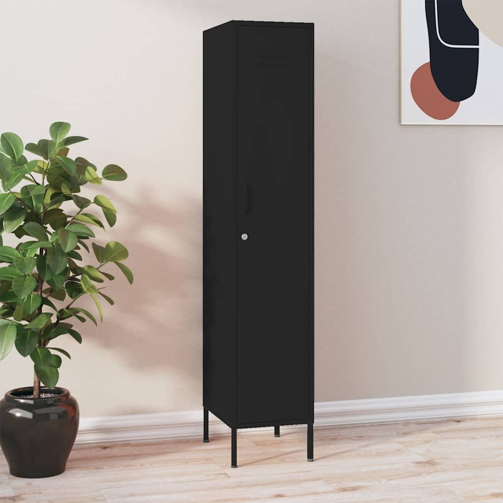 vidaXL Заключващ се шкаф черен 35x46x180 см стомана