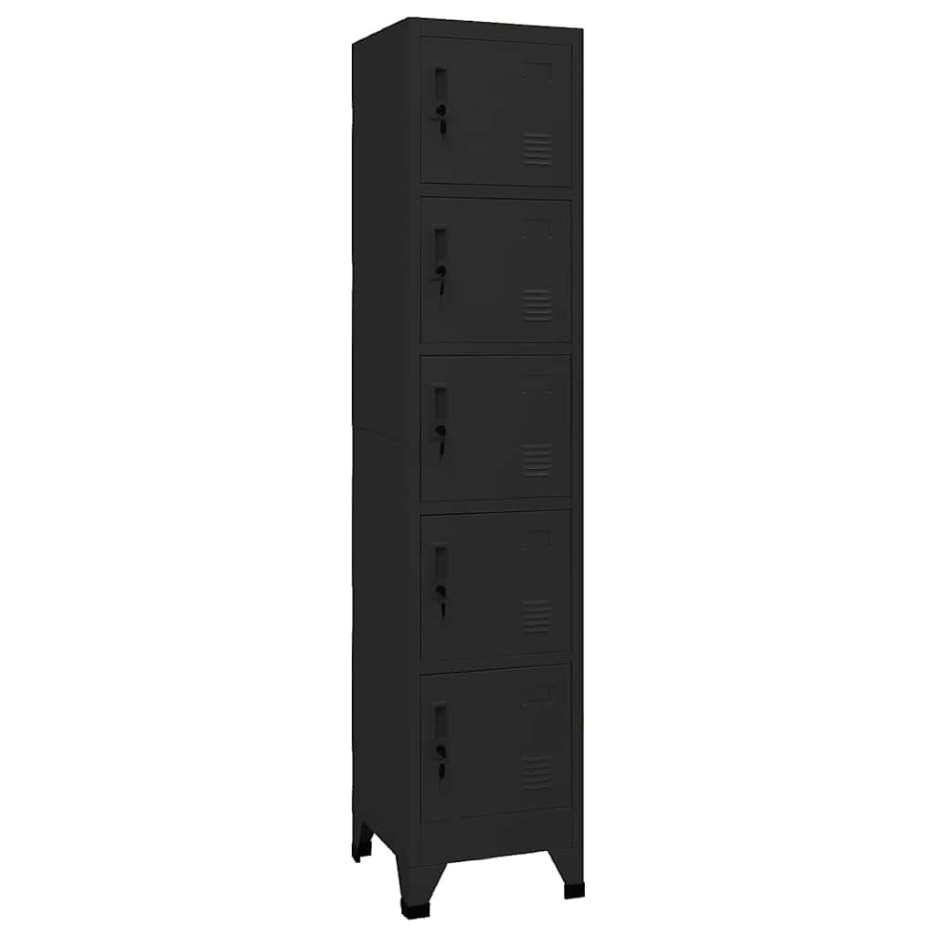vidaXL Заключващ се шкаф черен 38x40x180 см стомана