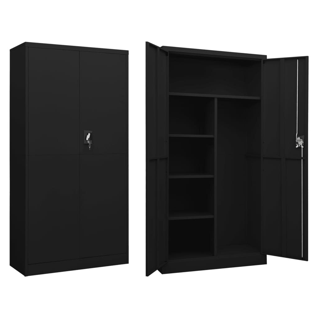 vidaXL Заключващ се шкаф черен 90x40x180 см стомана