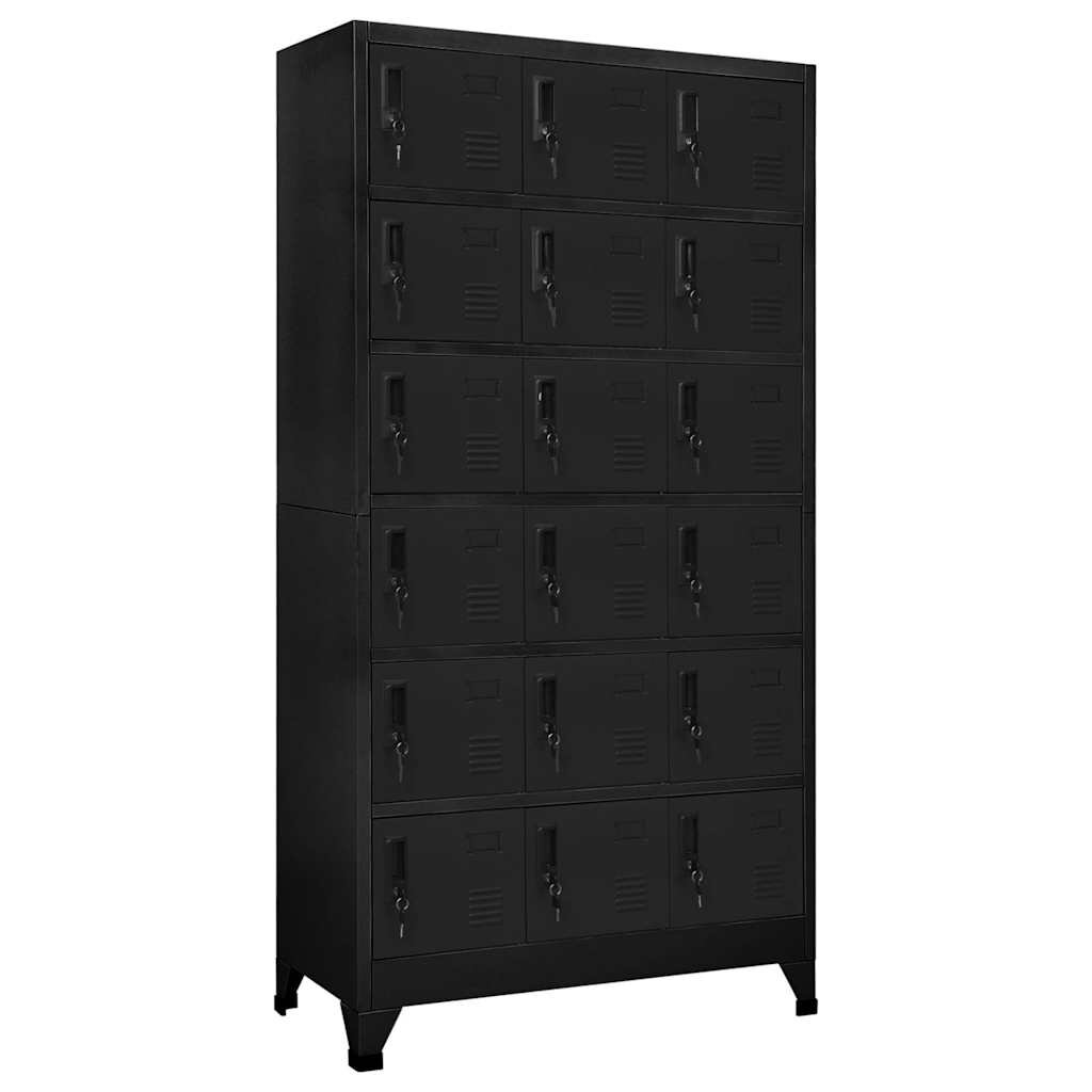 vidaXL Заключващ се шкаф черен 90x40x180 см стомана