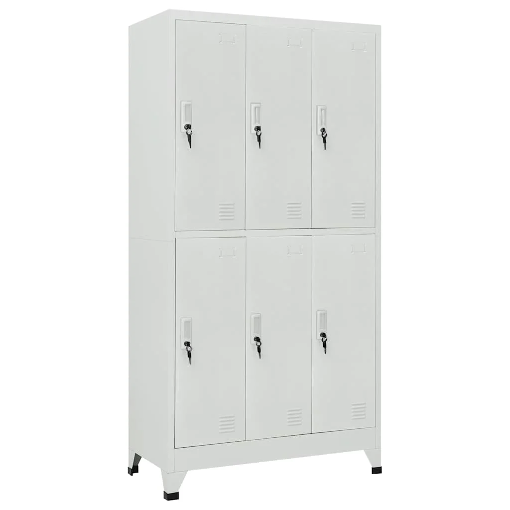 vidaXL Заключващ се шкаф с 6 отделения стомана 90x45x180 см сив