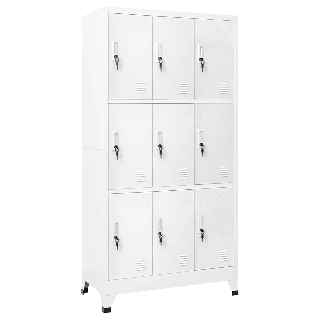 vidaXL Заключващ се шкаф с 9 отделения стомана 90x45x180 см сив