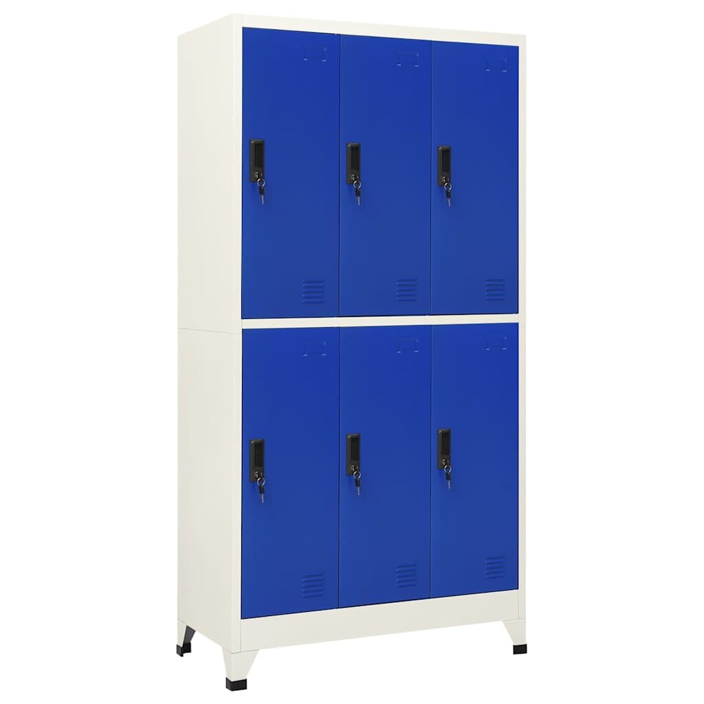 vidaXL Заключващ се шкаф сиво и синьо 90x45x180 см стомана