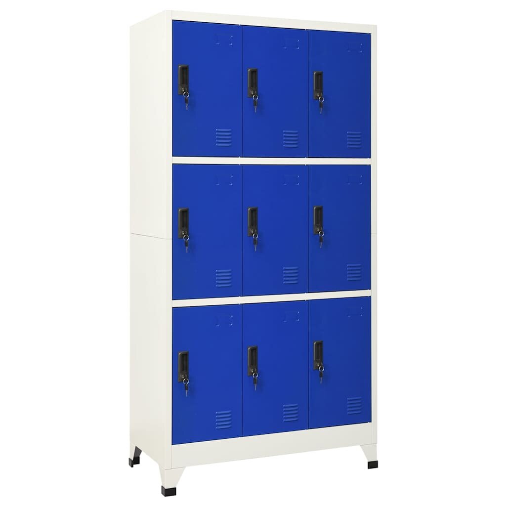 vidaXL Заключващ се шкаф сиво и синьо 90x45x180 см стомана