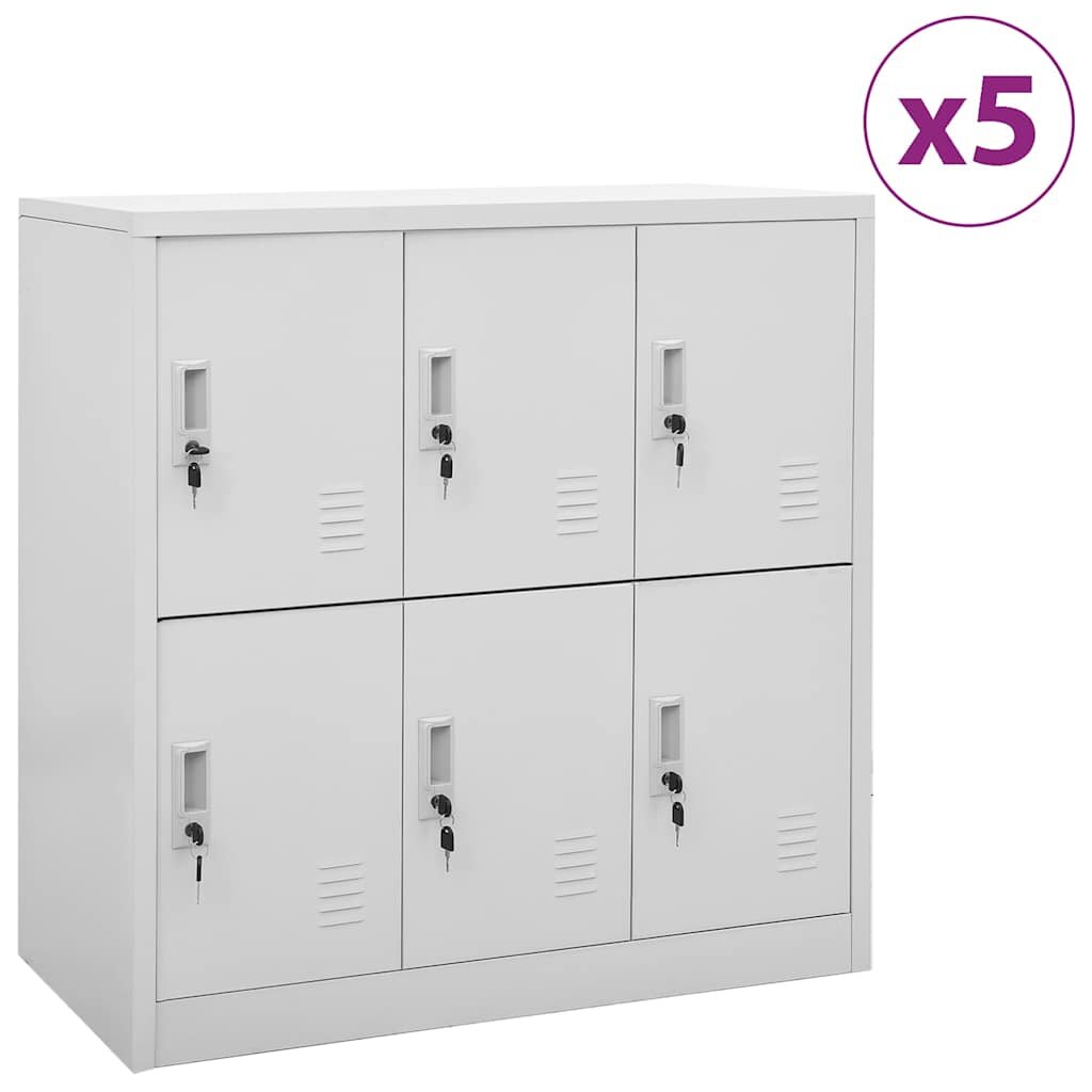 vidaXL Заключващи се шкафове 5 бр светлосиви 90x45x925 см стомана