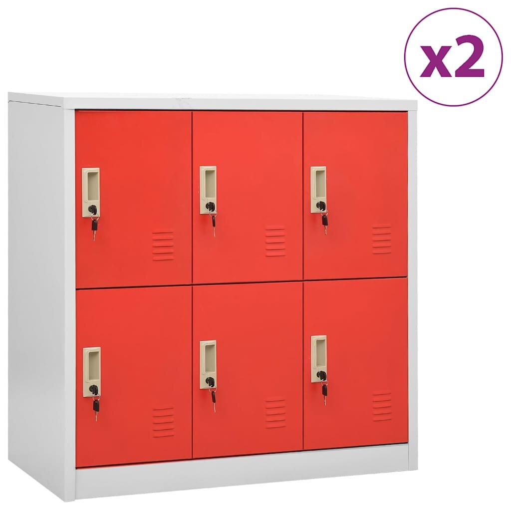 vidaXL Заключващи шкафове 2 бр светлосиво/червено 90x45x925см стомана