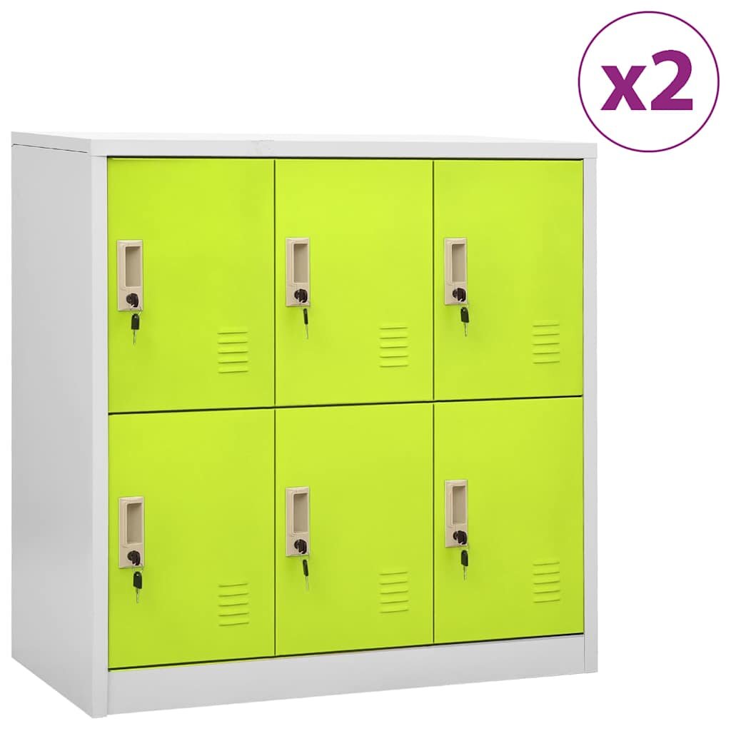 vidaXL Заключващи шкафове 2 бр светлосиво/зелено 90x45x925 см стомана