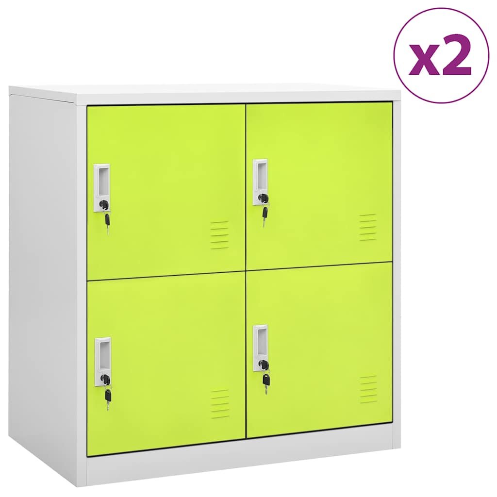 vidaXL Заключващи шкафове 2 бр светлосиво/зелено 90x45x925 см стомана