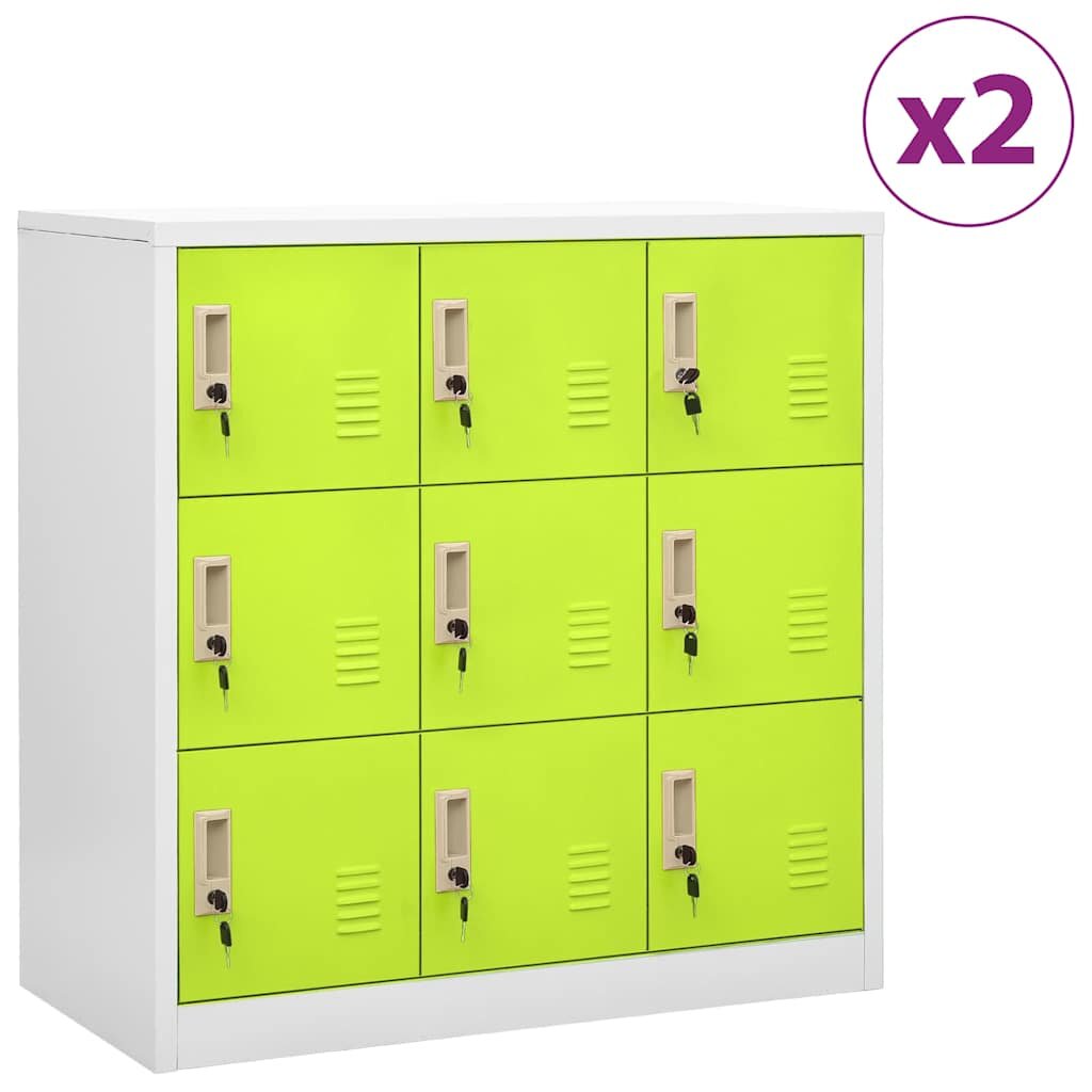 vidaXL Заключващи шкафове 2 бр светлосиво/зелено 90x45x925 см стомана