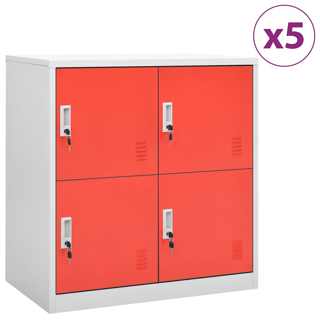 vidaXL Заключващи шкафове 5 бр светлосиво/червено 90x45x925см стомана
