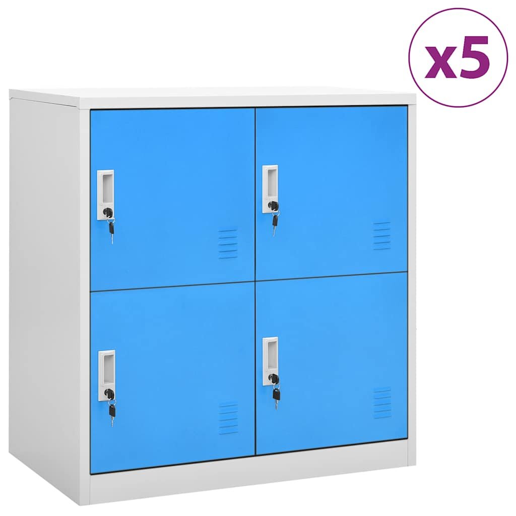 vidaXL Заключващи шкафове 5 бр светлосиво/синьо 90x45x925 см стомана