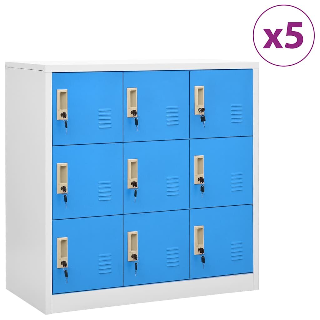 vidaXL Заключващи шкафове 5 бр светлосиво/синьо 90x45x925 см стомана