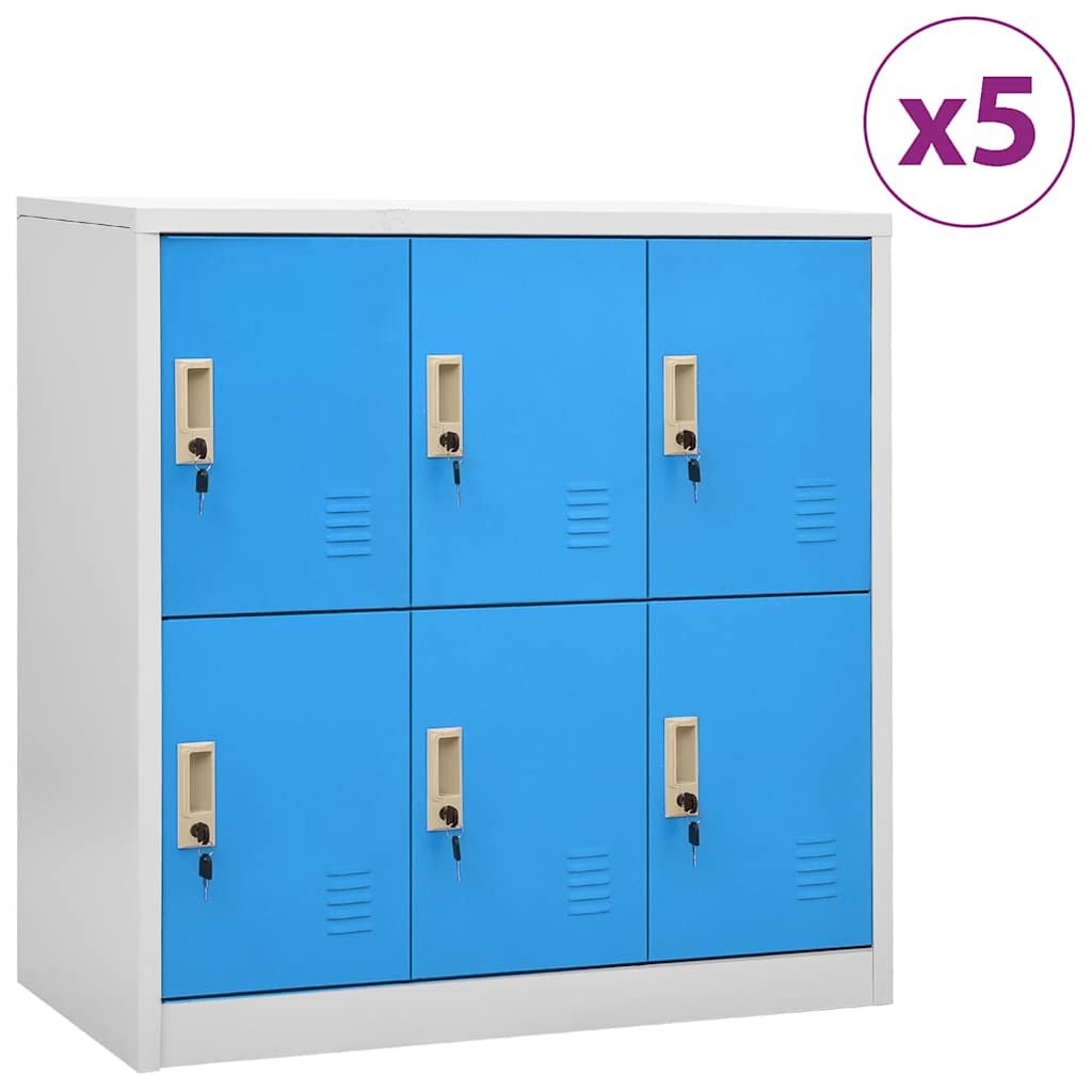 vidaXL Заключващи шкафове 5 бр светлосиво/синьо 90x45x925 см стомана