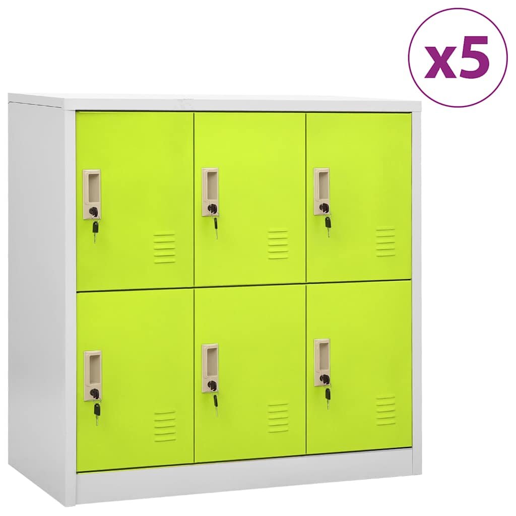 vidaXL Заключващи шкафове 5 бр светлосиво/зелено 90x45x925 см стомана